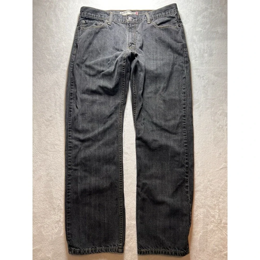 Levis 514 Slim Straight Denim Jeans Mens 36x32 Black 100% Cotton Mexico